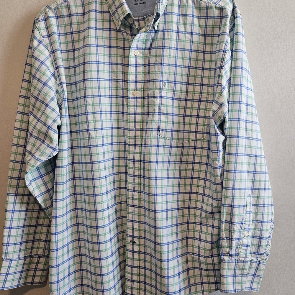 Izod Casual Plaid Shirt in Blue and Green